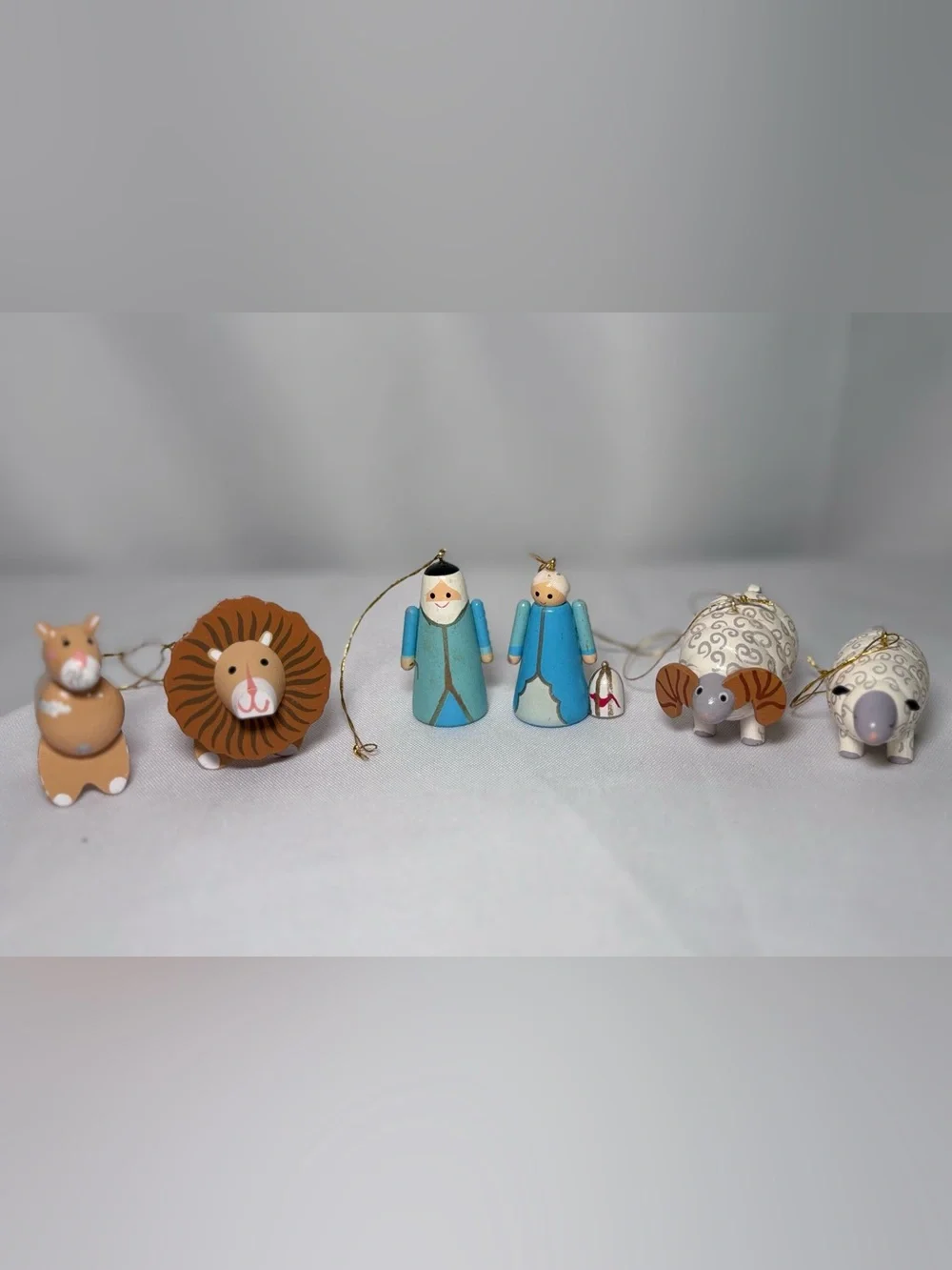 Vintage Hand Painted Wooden Mini Christmas Ornaments